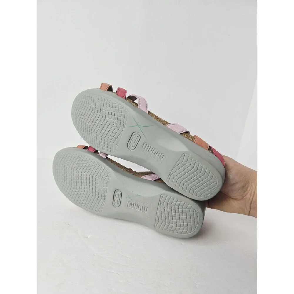 Munro Womens Leather Comfort Walking Wedge Sandal - Size 8 pink